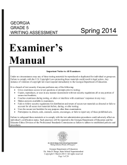 Examiner’s Manual Spring 2014
