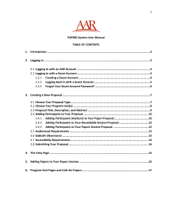 1  PAPERS System User Manual TABLE OF CONTENTS