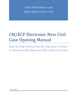 CM/ECF Electronic New Civil Case Opening Manual