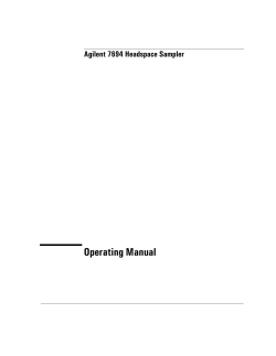 Operating Manual Agilent 7694 Headspace Sampler