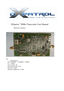 DXpatrol  70Mhz Transverter User Manual (beta test version)