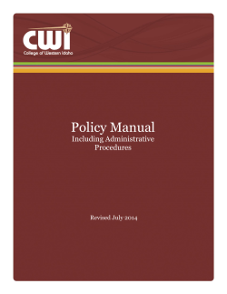 Policy Manual Including Administrative Procedures