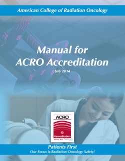 Manual for ACRO Accreditation American College of Radiation Oncology Patients First