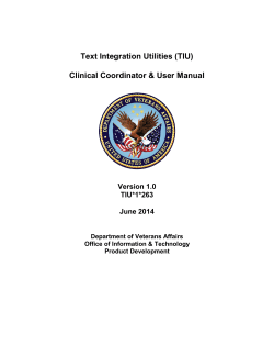 Text Integration Utilities (TIU)  Clinical Coordinator &amp; User Manual Version 1.0