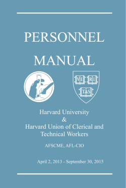 PERSONNEL MANUAL  Harvard University