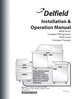 Installation &amp; Operation Manual 4400 Series Compact Refrigerators