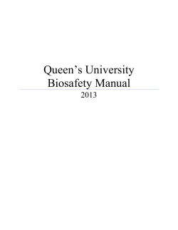 Queen’s University Biosafety Manual 2013