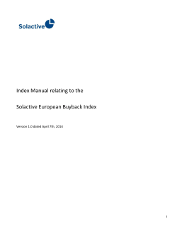 Index Manual relating to the Solactive European Buyback Index