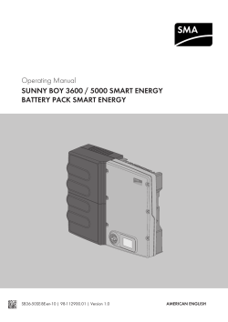 Operating Manual SUNNY BOY 3600 / 5000 SMART ENERGY BATTERY PACK SMART ENERGY