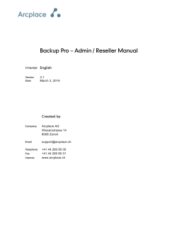 Backup Pro – Admin / Reseller Manual  English Created by