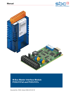 M-Bus Master Interface Module PCD2.F27x0 and PCD3.F27x Manual Document-No. 27/603; Version EN05; 2014-03-18