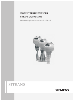 SITRANS Radar Transmitters SITRANS LR250 (HART) Operating Instructions   01/2014