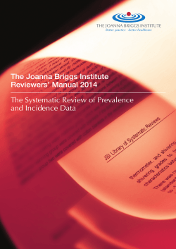 The Joanna Briggs Institute Reviewers’ Manual 2014 The Systematic Review of Prevalence