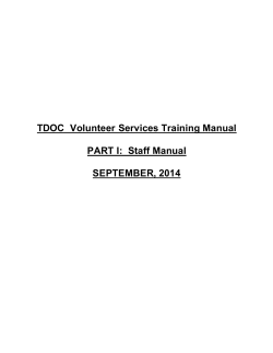 TDOC  Volunteer Services Training Manual  PART I:  Staff Manual