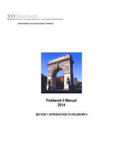 Fieldwork II Manual 2014 SECTION 1: INTRODUCTION TO FIELDWORK II