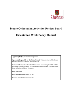 Senate Orientation Activities Review Board Orientation Week Policy Manual