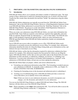 7. PREPARING AND TRANSMITTING EDGARLINK ONLINE SUBMISSIONS 7.1 Introduction