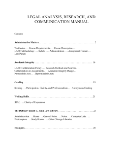 LEGAL ANALYSIS, RESEARCH, AND COMMUNICATION MANUAL