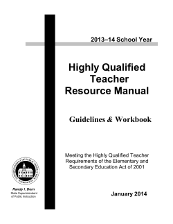 Highly Qualified Teacher Resource Manual &amp;