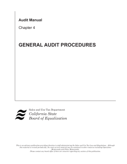 GENERAL AUDIT PROCEDURES Audit Manual Chapter 4 California State