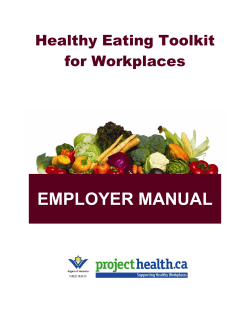 EMPLOYER MANUAL Healthy Eating Toolkit for Workplaces