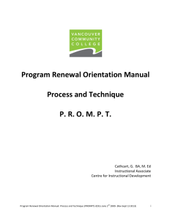 Program Renewal Orientation Manual  Process and Technique