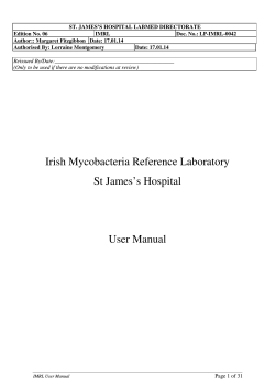 ST. JAMES’S HOSPITAL LABMED DIRECTORATE Edition No. 06 IMRL