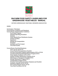 ON-FARM FOOD SAFETY GUIDELINES FOR GREENHOUSE VEGETABLES - MANUAL