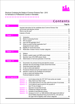 Brochure Containing the Details of Common Entrance Test – 2010
