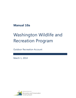 Washington Wildlife and Recreation Program Manual 10a Outdoor Recreation Account