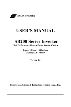 USER’S MANUAL  SB200 Series Inverter