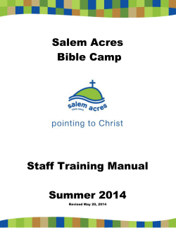 Salem Acres Bible Camp  Staff Training Manual