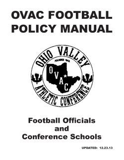 OVAC FOOTBALL POLICY MANUAL Football Officials and