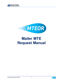 Mailer MTE Request Manual  Last Revised April 16, 2014