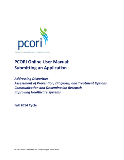 PCORI Online User Manual: Submitting an Application