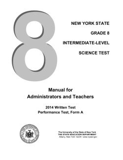 Manual for Administrators and Teachers NEW YORK STATE