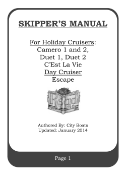 Draft Only SKIPPER’S MANUAL For Holiday Cruisers: Camero 1 and 2,