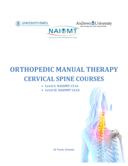 ORTHOPEDIC MANUAL THERAPY CERVICAL SPINE COURSES
