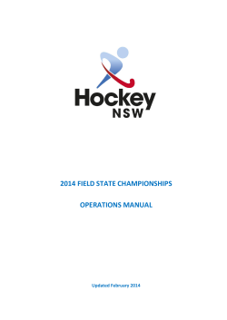 2014 FIELD STATE CHAMPIONSHIPS  OPERATIONS MANUAL Updated February 2014