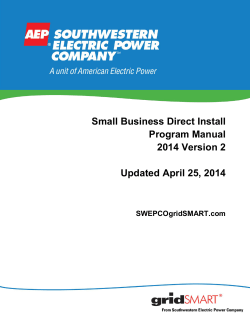 Small Business Direct Install Program Manual 2014 Version 2