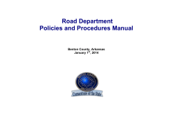 Road Department Policies and Procedures Manual Benton County, Arkansas