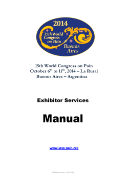 Manual  Exhibitor Services 15th World Congress on Pain