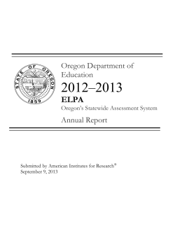 2012–2013 ELPA Oregon Department of Education