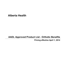Alberta Health AADL Approved Product List - Orthotic Benefits