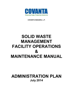 SOLID WASTE MANAGEMENT FACILITY OPERATIONS