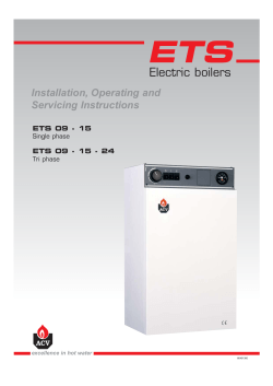 ETS Electric boilers Installation, Operating and Servicing Instructions