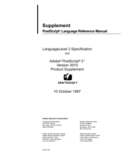Supplement PostScript Language Reference Manual LanguageLevel 3 Specification