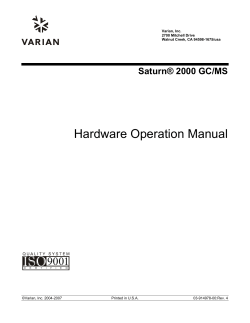 Hardware Operation Manual Saturn&reg; 2000 GC/MS