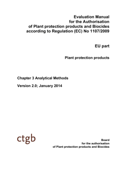 Evaluation Manual for the Authorisation of Plant protection products and Biocides