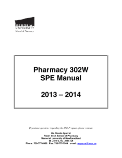 Pharmacy 302W SPE Manual  2013 – 2014